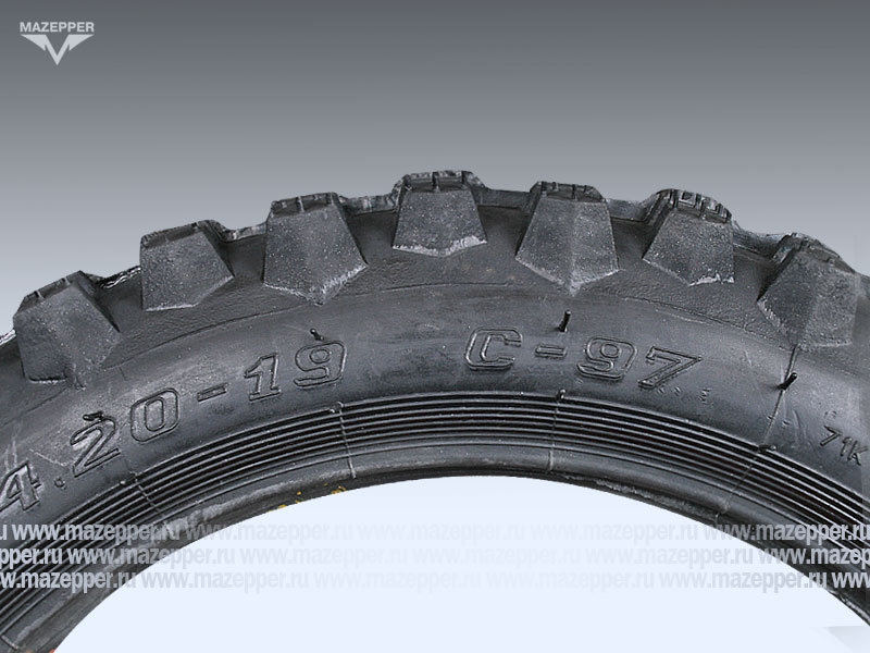 Шина мото 19" 4,20-19   С-97, M/C, 71K, 4PR (с камерой) "ПЕТРОШИНА" Урал, Днепр, К-750 (кросс) Mazepper
