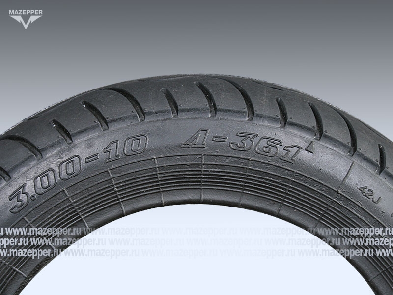 Шина скутер 10" 3,00-10 Л-361, M/C, 42J, 2PR, ТТ - камерная шина, (без камеры) "ПЕТРОШИНА" (дорожн.) Mazepper