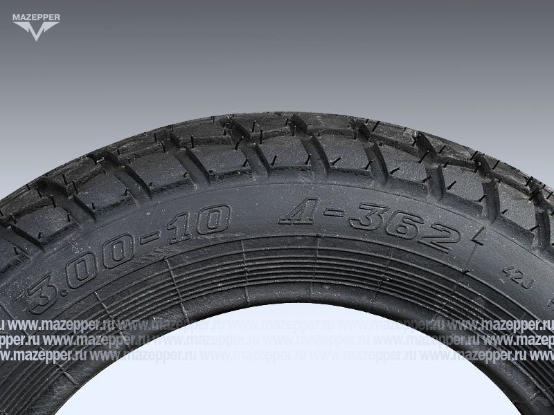 Шина скутер 10" 3,00-10 Л-362, M/C, 42J, 2PR, ТТ - камерная шина, (без камеры) "ПЕТРОШИНА" (эндуро) Mazepper