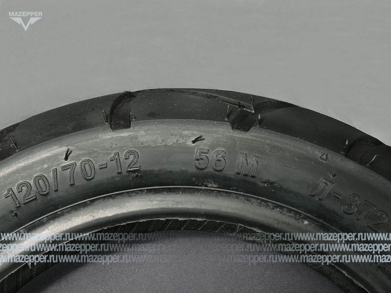 Шина скутер 12" 120/70-12 Л-372, 56M, 4PR, TL - бескамерная шина "ПЕТРОШИНА" (дорожная) Mazepper
