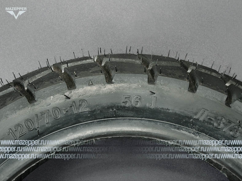 Шина скутер 12" 120/70-12 Л-373, 56J, 4PR, TL - бескамерная шина "ПЕТРОШИНА" (эндуро) Mazepper