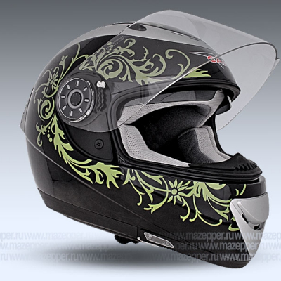 Шлем мотоциклетный "CAN" V170 (черный, графика V-PAG) р-р 59-60 (L) (интеграл) Mazepper