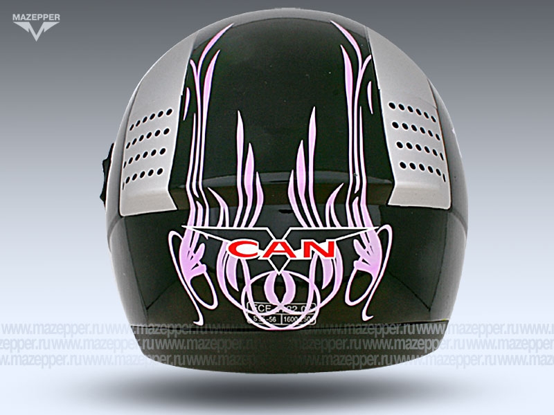 Шлем мотоциклетный "CAN" V170B-Bluetooth (черный, графика V-PAP) р-р 55-56 (S) (интеграл) Mazepper