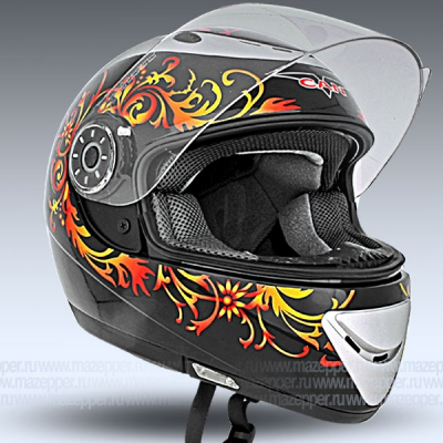 Шлем мотоциклетный "CAN" V170B-Bluetooth (черный, графика V-PAR) р-р 57-58 (M) (интеграл) Mazepper
