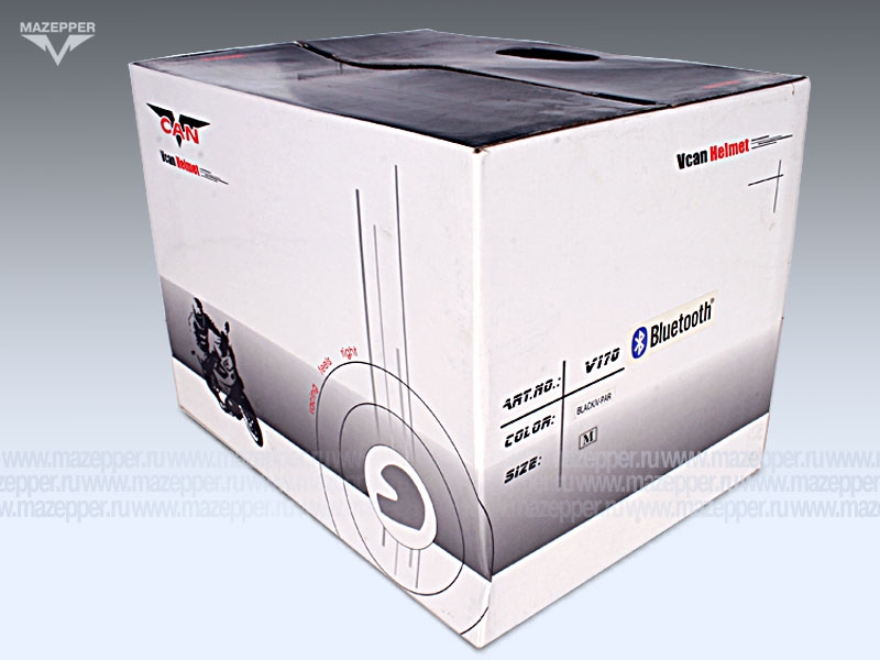 Шлем мотоциклетный "CAN" V170B-Bluetooth (черный, графика V-PAR) р-р 57-58 (M) (интеграл) Mazepper