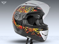 Шлем мотоциклетный "CAN" V170B-Bluetooth (черный, графика V-PAR) р-р 57-58 (M) (интеграл) Mazepper