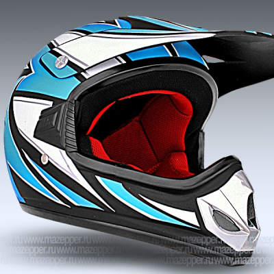 Шлем мотоциклетный "CAN" V310 (черно-синий, матовый) р-р 49-50 (YS) (кросс, детский) Mazepper