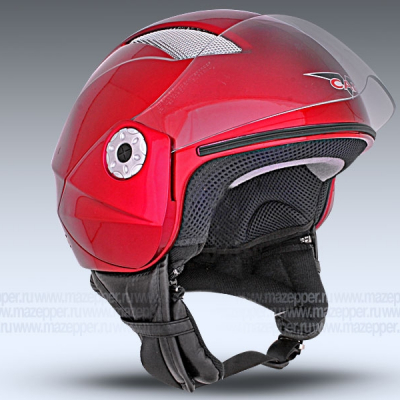 Шлем мотоциклетный "CAN" V518 (красный) р-р 54-55 (XS) (открытый, укороченный со стеклом) Mazepper