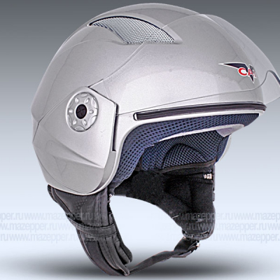 Шлем мотоциклетный "CAN" V518 (светло-серый) р-р 53-54 (XS) (открытый, укороченный со стеклом) Mazepper