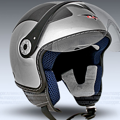 Шлем мотоциклетный "CAN" V580B-Bluetooth (серый) р-р 55-56 (S) (открытый со стеклом) Mazepper