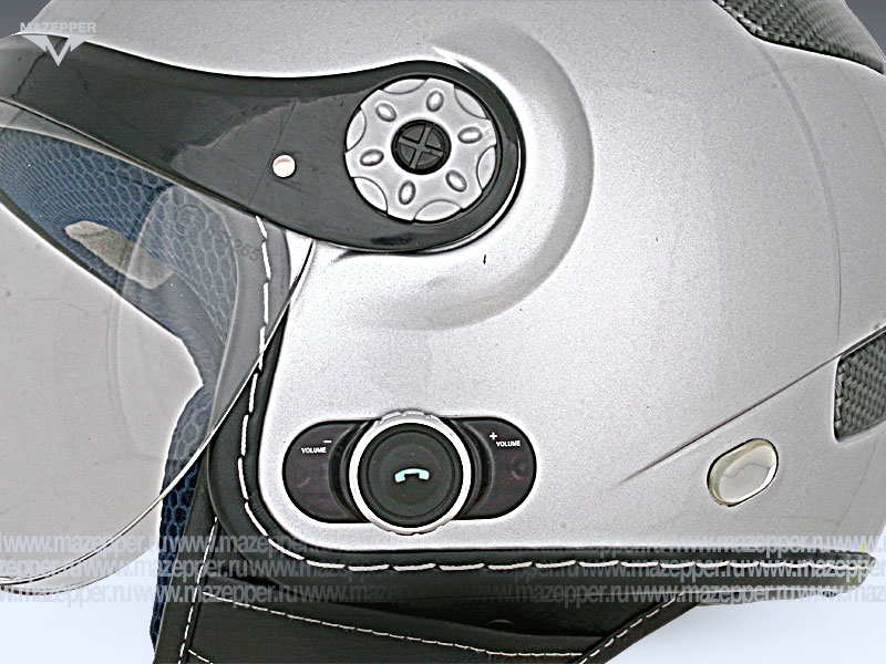 Шлем мотоциклетный "CAN" V580B-Bluetooth (серый) р-р 55-56 (S) (открытый со стеклом) Mazepper