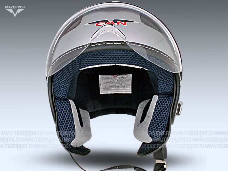 Шлем мотоциклетный "CAN" V580B-Bluetooth (серый) р-р 55-56 (S) (открытый со стеклом) Mazepper