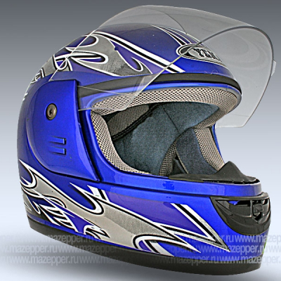 Шлем мотоциклетный "Yema" YM-806A (сине-серый) р-р 55-56 (S) интеграл Mazepper