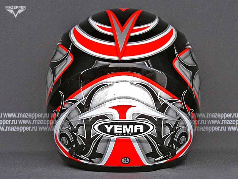 Шлем мотоциклетный "Yema" YM-822 (чёрно-красный) р-р 57-58 (M) интеграл, тонированное стекло Mazepper