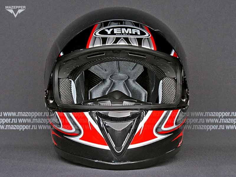 Шлем мотоциклетный "Yema" YM-822 (чёрно-красный) р-р 57-58 (M) интеграл, тонированное стекло Mazepper