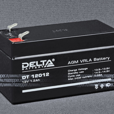 Аккумулятор 12V  1,2Ah (DT12012) "DELTA" (AGM VRLA) 97х44х53 (электромашины, ИБП) Mazepper