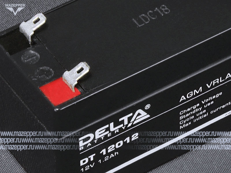 Аккумулятор 12V  1,2Ah (DT12012) "DELTA" (AGM VRLA) 97х44х53 (электромашины, ИБП) Mazepper
