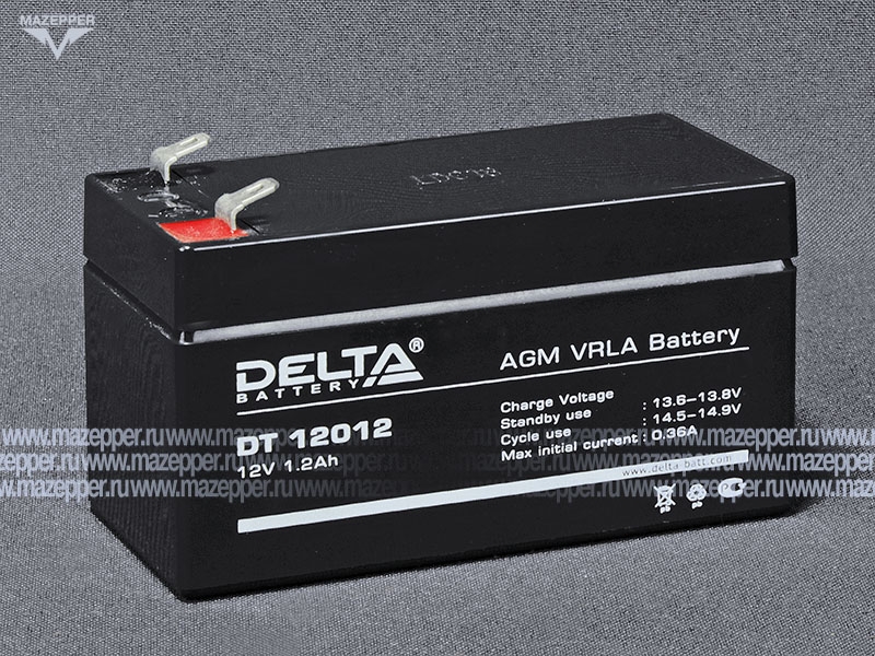 Аккумулятор 12V  1,2Ah (DT12012) "DELTA" (AGM VRLA) 97х44х53 (электромашины, ИБП) Mazepper