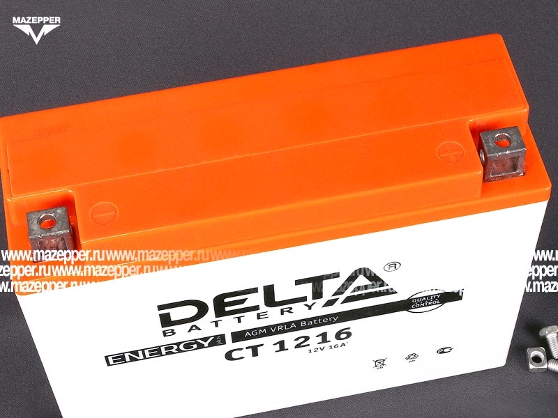 Аккумулятор 12V 16Ah (CT1216) "DELTA" (AGM VRLA) 205х70х162 (--  +) Mazepper