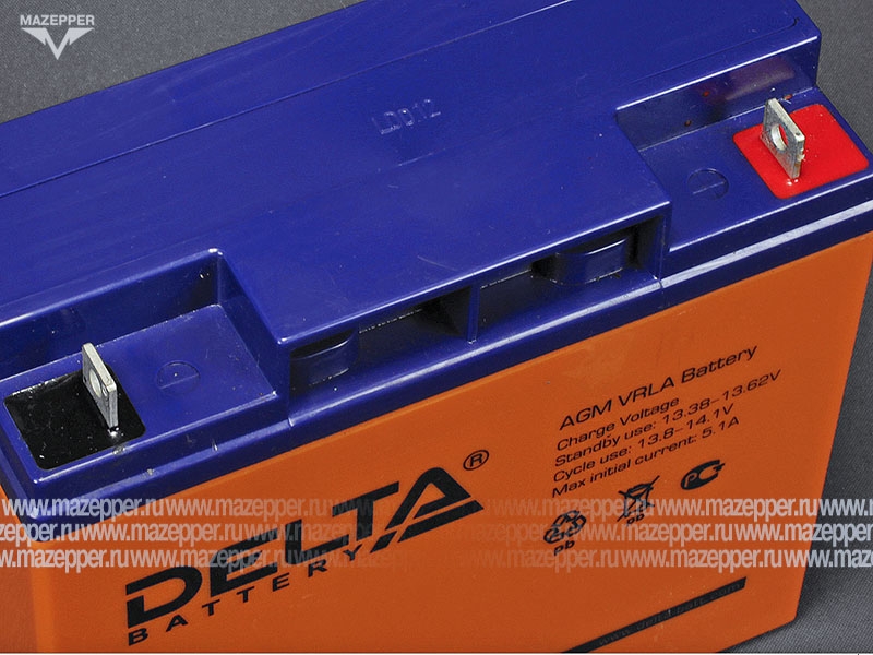 Аккумулятор 12V 17Ah (DTM1217) "DELTA" (AGM VRLA) 181х77х167 (электромашины, ИБП) Mazepper