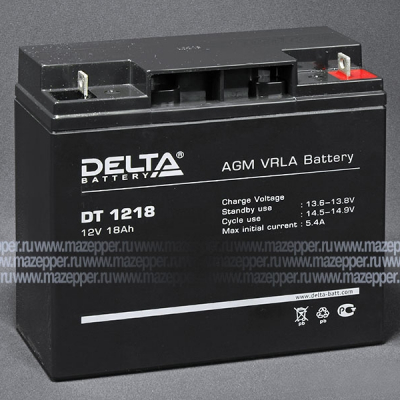 Аккумулятор 12V 18Ah (DT1218) "DELTA" (AGM VRLA) 181х76х168 (электромашины, ИБП) Mazepper