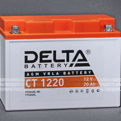 Аккумулятор 12V 20Ah (CT1220) "DELTA" (AGM VRLA) 205х91х159 (--  +) Mazepper