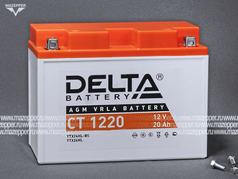 Аккумулятор 12V 20Ah (CT1220) "DELTA" (AGM VRLA) 205х91х159 (--  +) Mazepper