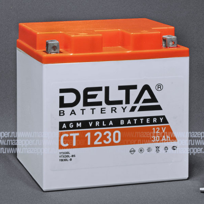 Аккумулятор 12V 30Ah (CT1230) "DELTA" (AGM VRLA) 168х126х175 (--  +) Mazepper