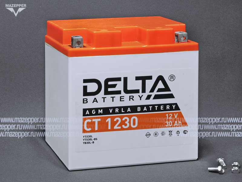 Аккумулятор 12V 30Ah (CT1230) "DELTA" (AGM VRLA) 168х126х175 (--  +) Mazepper
