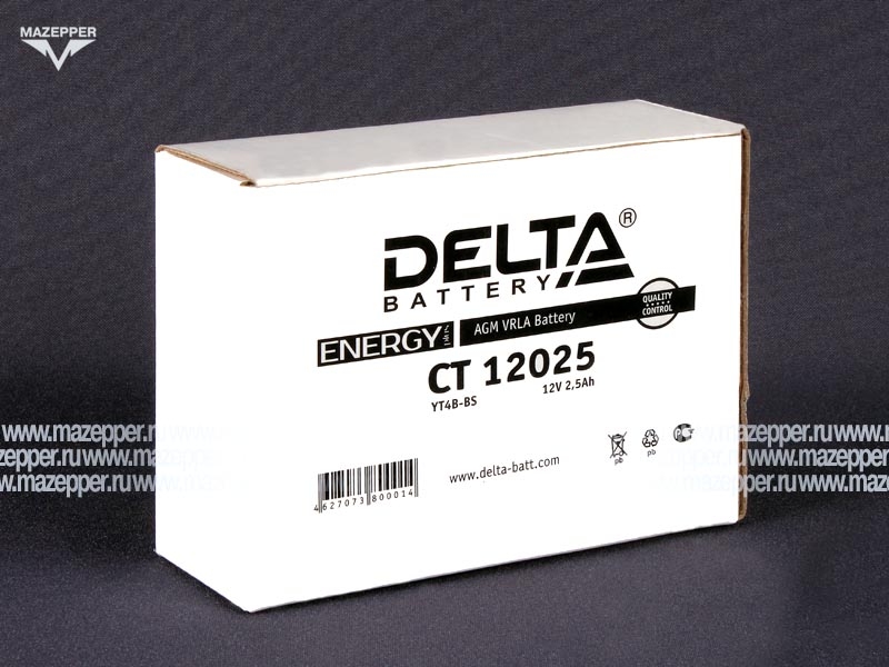 Аккумулятор 12V  2,5Ah (CT12025) "DELTA" (AGM VRLA) 113х38х87 (  =) Mazepper