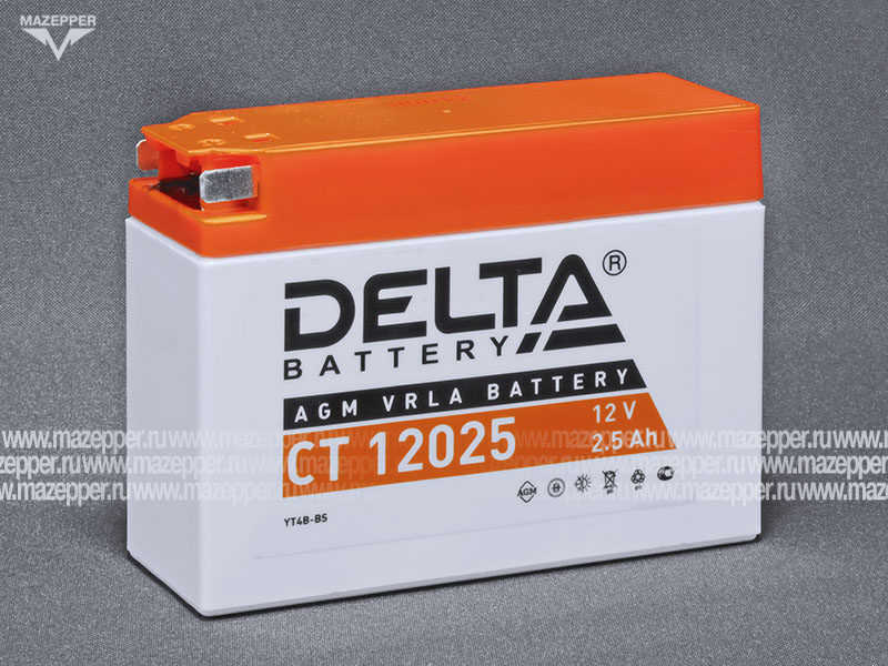 Аккумулятор 12V  2,5Ah (CT12025) "DELTA" (AGM VRLA) 113х38х87 (  =) Mazepper