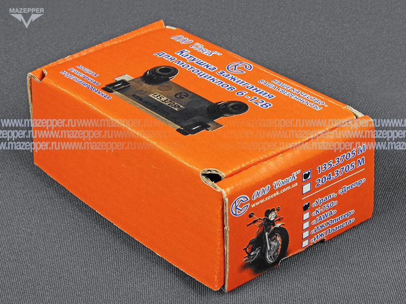 Катушка зажигания "Урал, Днепр, Иж-Юпитер" 6-12v (СовеК) для БСЗ (без разрядников) Mazepper