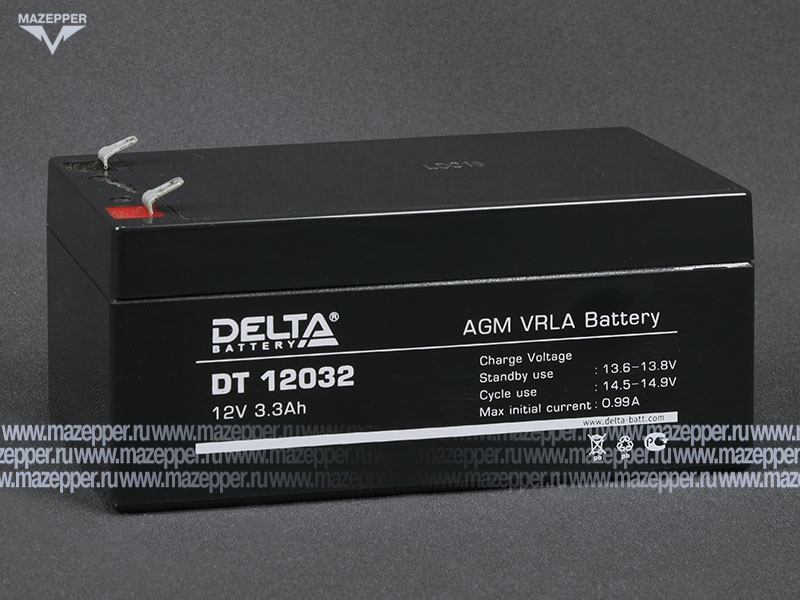 Аккумулятор 12V  3,2Ah (DT12032) "DELTA" (AGM VRLA) 135х67х61 (электромашины, ИБП) Mazepper