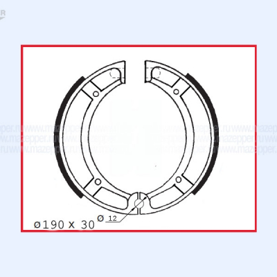 Колодки тормозные бар. тормоза "Иж" задние (190х30 мм.) Китай (2 шт.) Mazepper