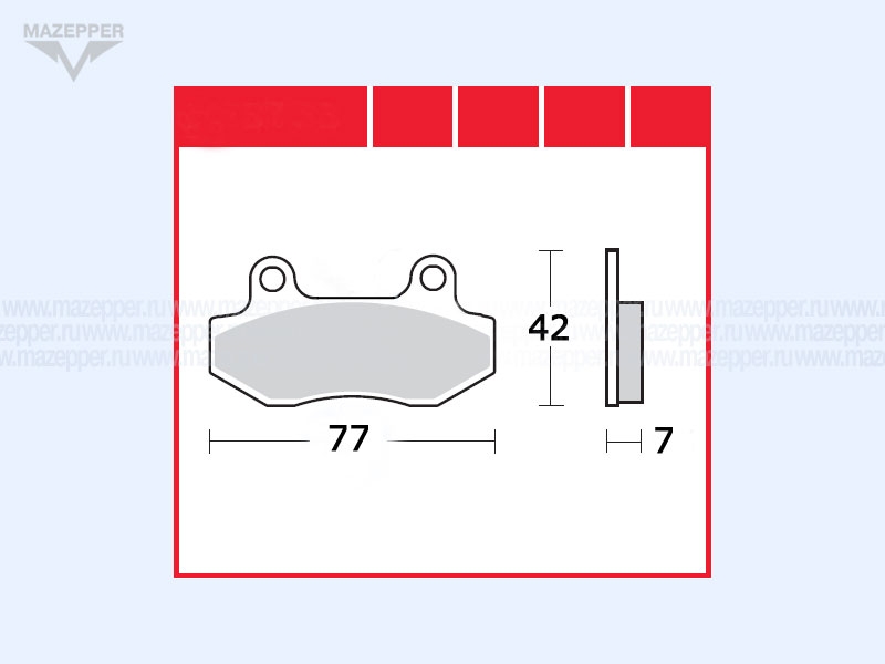 Колодки тормозные диск. тормоза "Honling" QT-6, 7, 8 (дв. 50-150 см3) Китай (2 шт.) h=7,5 мм. Mazepper