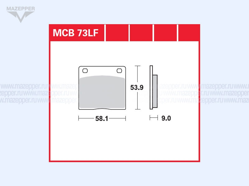 Колодки тормозные диск. тормоза "TRW" MCB  73 LF (2 шт.) Mazepper