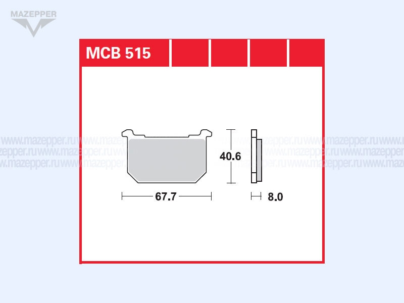 Колодки тормозные диск. тормоза "TRW" MCB 515 (2 шт.) Mazepper