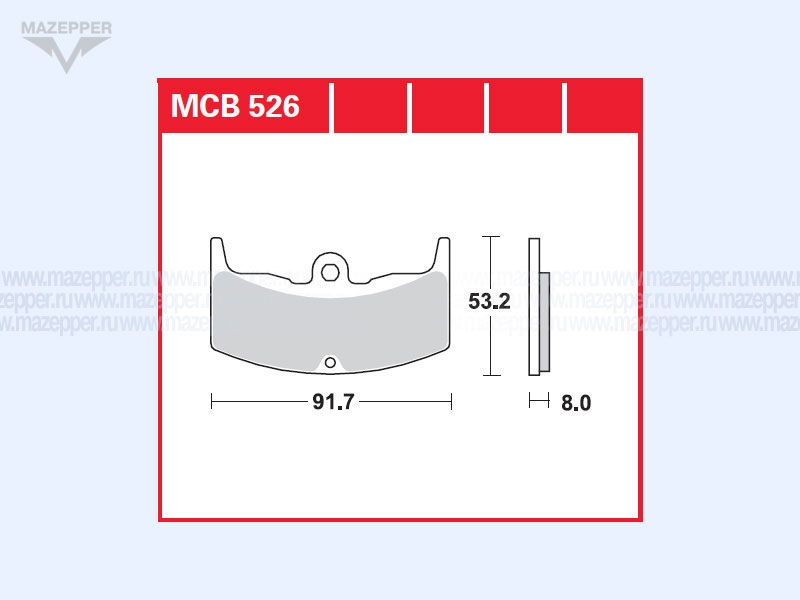 Колодки тормозные диск. тормоза "TRW" MCB 526 (2 шт.) Mazepper