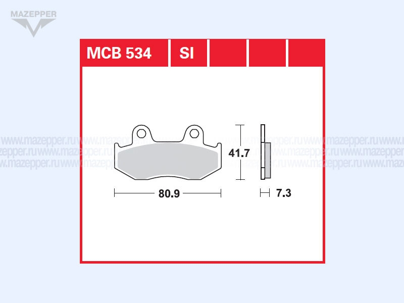 Колодки тормозные диск. тормоза "TRW" MCB 534 SI (2 шт.) Mazepper