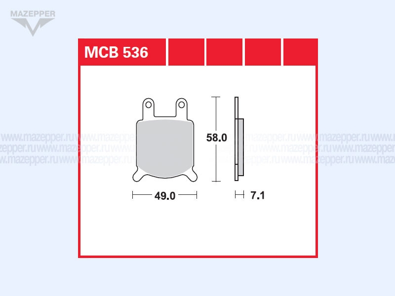 Колодки тормозные диск. тормоза "TRW" MCB 536 (2 шт.) Mazepper