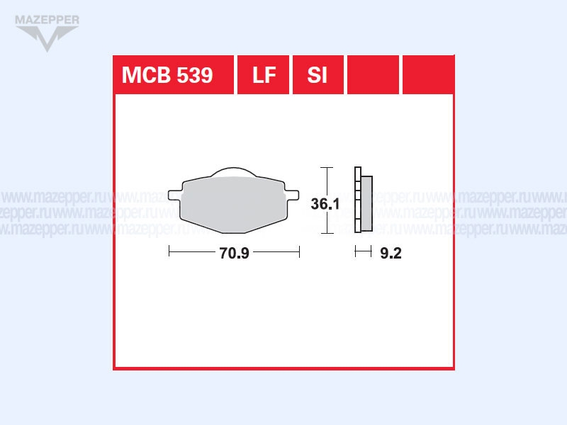 Колодки тормозные диск. тормоза "TRW" MCB 539 SI (2 шт.) Mazepper