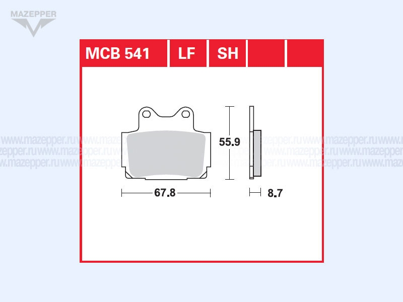 Колодки тормозные диск. тормоза "TRW" MCB 541 (2 шт.) Mazepper