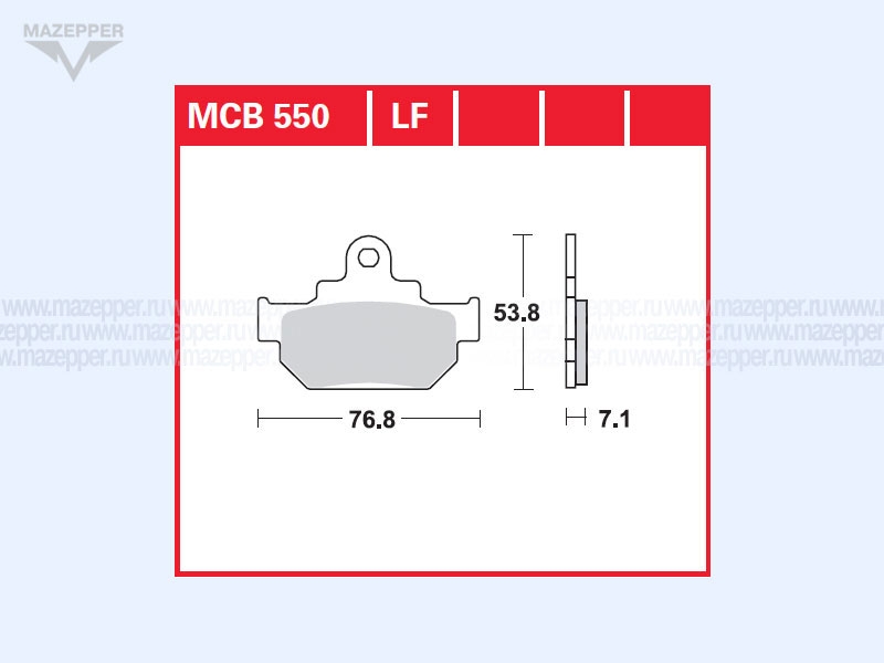 Колодки тормозные диск. тормоза "TRW" MCB 550 (2 шт.) Mazepper