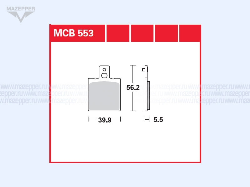Колодки тормозные диск. тормоза "TRW" MCB 553 (2 шт.) Mazepper