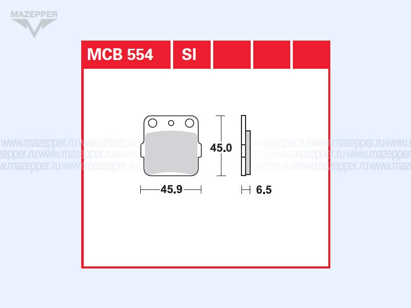 Колодки тормозные диск. тормоза "TRW" MCB 554 SI (2 шт.) Mazepper