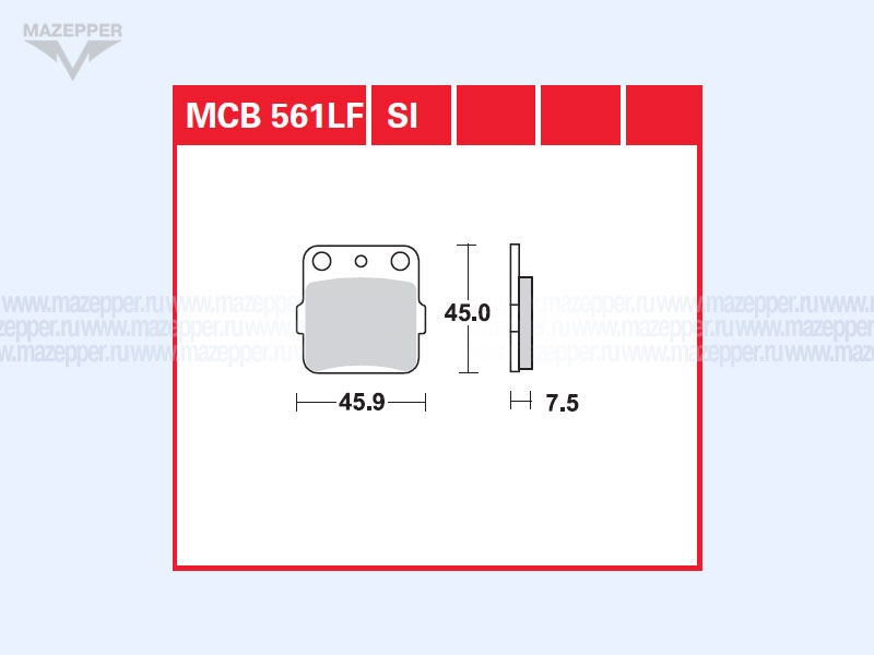 Колодки тормозные диск. тормоза "TRW" MCB 561 SI (2 шт.) Mazepper