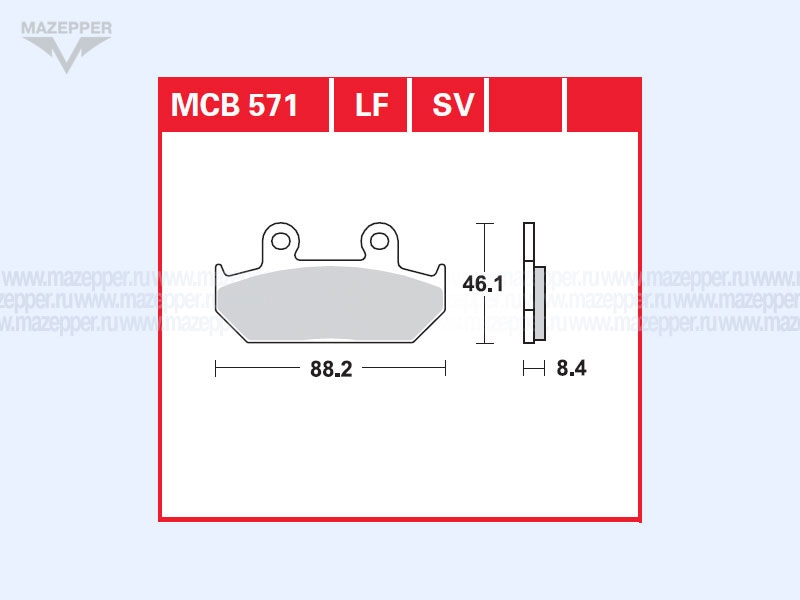 Колодки тормозные диск. тормоза "TRW" MCB 571 (2 шт.) Mazepper