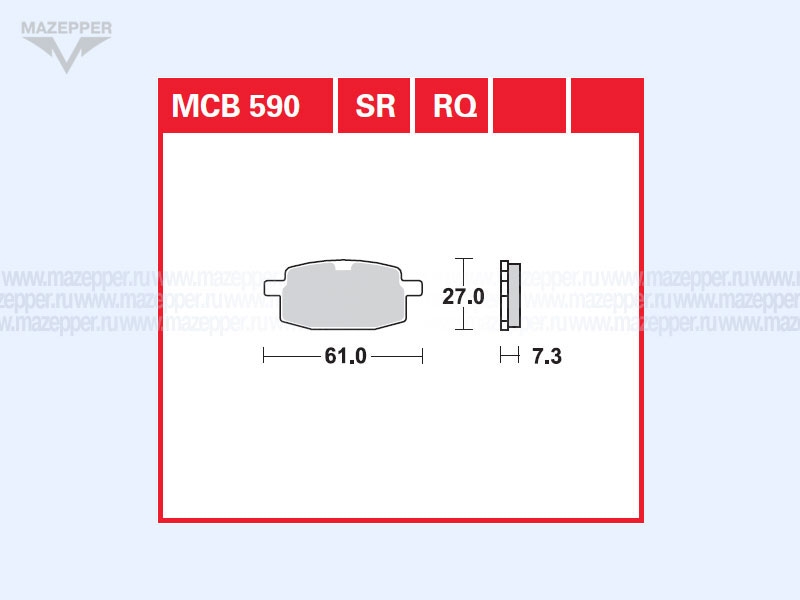 Колодки тормозные диск. тормоза "TRW" MCB 590 (2 шт.) Mazepper