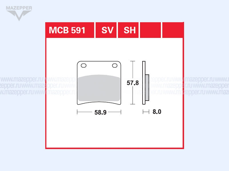 Колодки тормозные диск. тормоза "TRW" MCB 591 SV (2 шт.) Mazepper