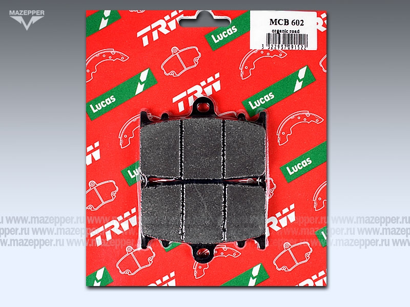 Колодки тормозные диск. тормоза "TRW" MCB 602 (2 шт.) Mazepper